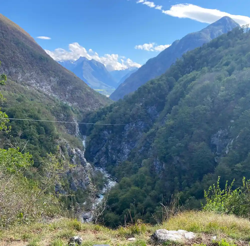 The canyon cut into the mountains