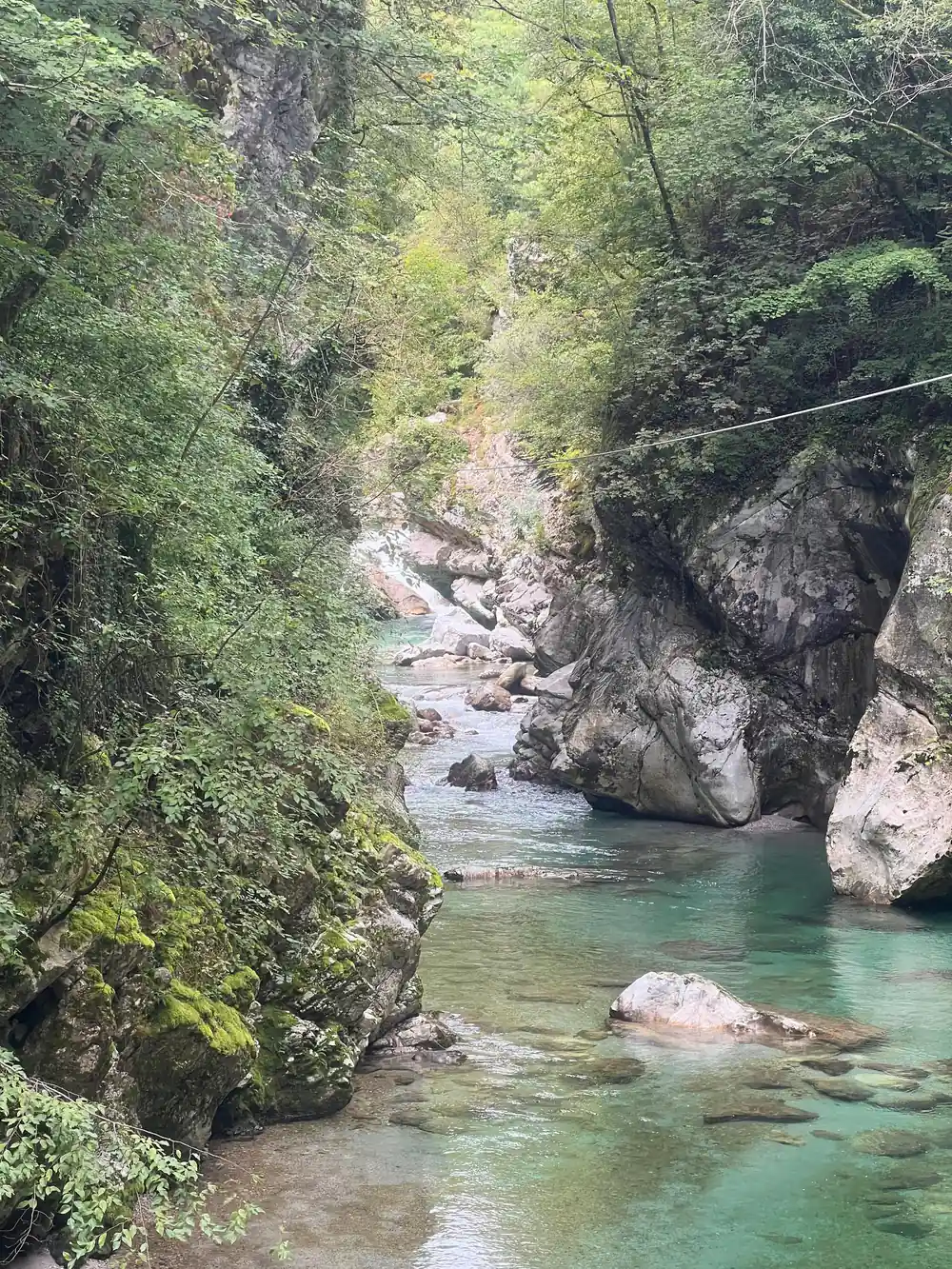 The canyon narrowing above the river