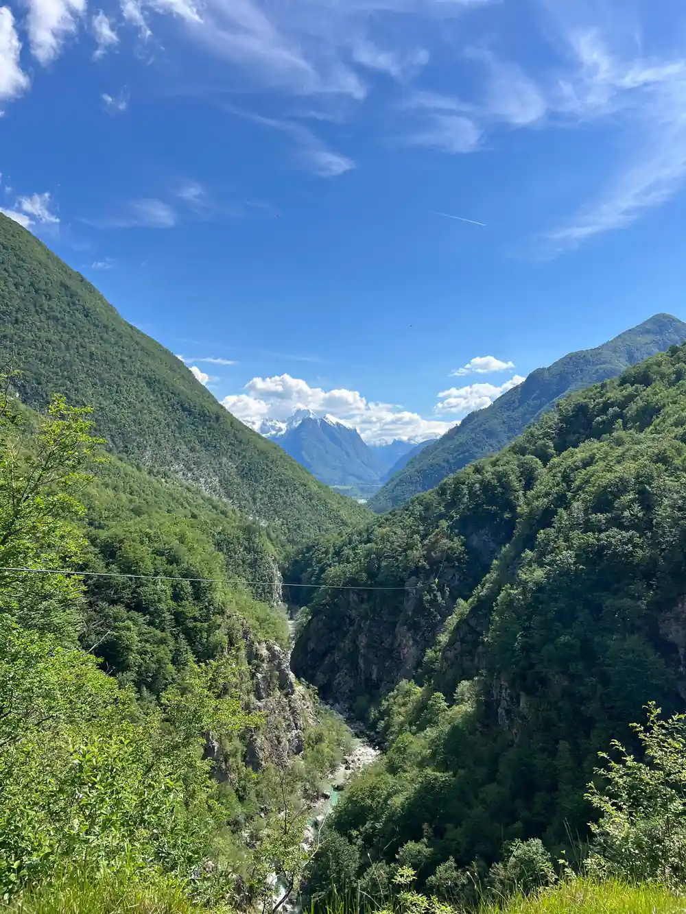The gorge dropping away towards the mountains