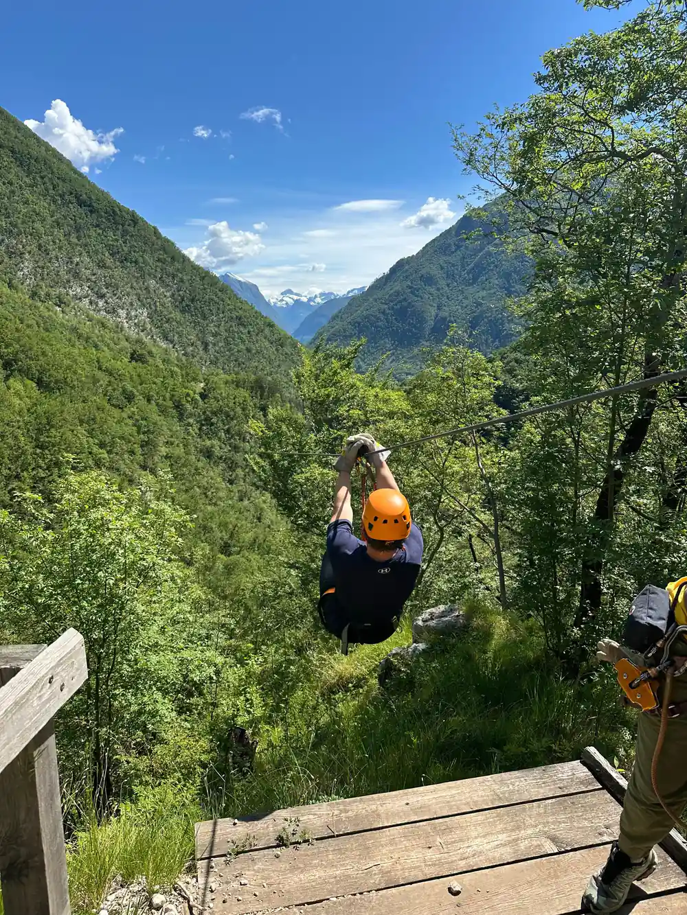 A rider leaving the platform above the valley