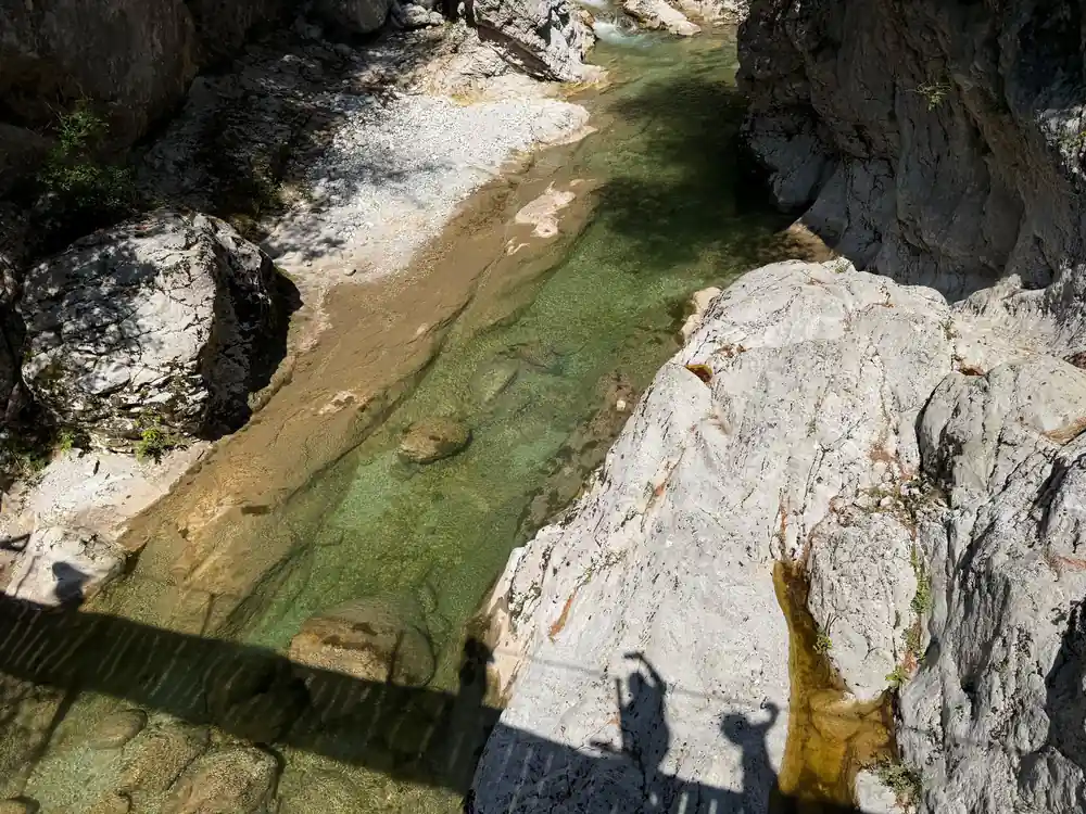 The river running between smooth rock